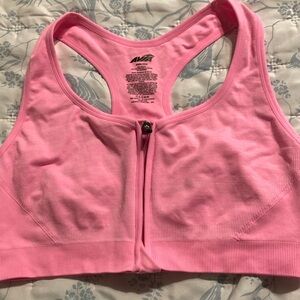 Avia Pink Racerback Sports Bra with Front Zipper